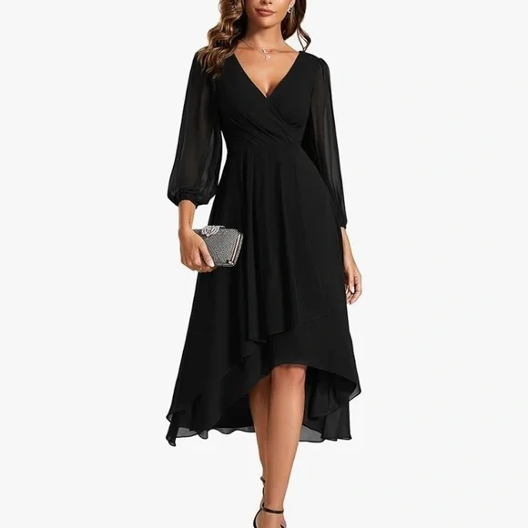 Ever Pretty Black Asymmetrical High-Low Cocktail Dress - Picture 3 of 6